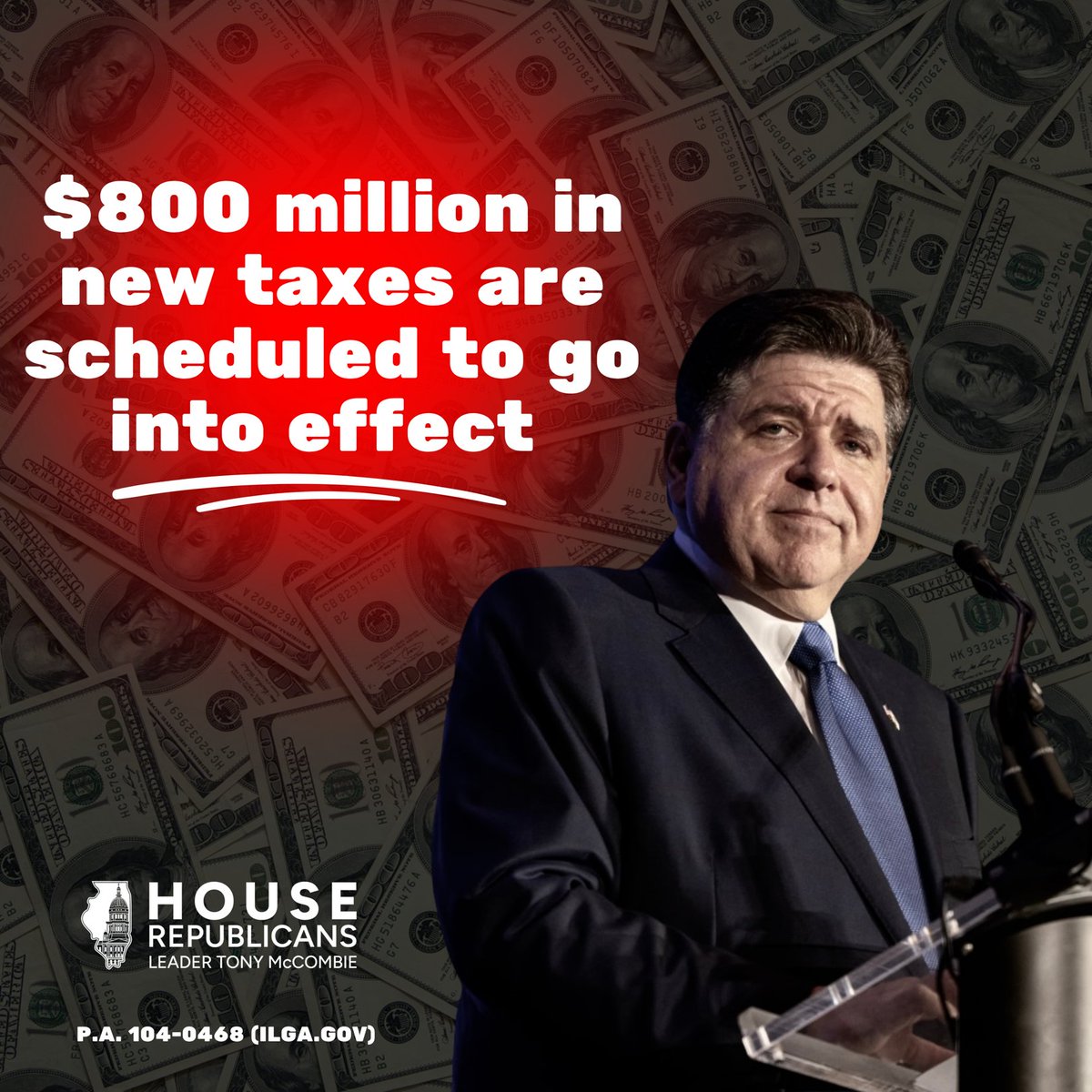 ilhousegop's tweet photo. .@GovPritzker's promise of affordability seems to have gone out the window as Illinoisans will get hit with $800 million in new taxes that are now scheduled to take effect this fiscal year. It's time to stop the tax-and-spend policies and get Illinois families the relief they deserve. #twill