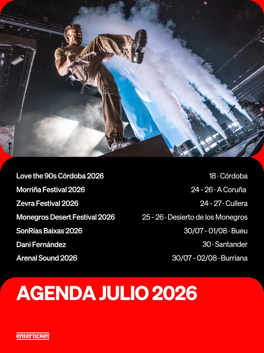 enterticket's tweet photo. El verano no es verano sin los conciertos de nuestros artistas FAV ❤️ ¿Cuál es tu cita imperdible este mes? 🤔 https://t.co/FBSMcwfbsa