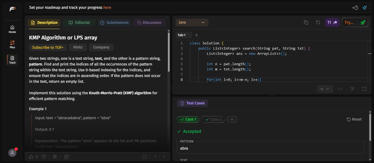 pritesh_sorte_'s tweet photo. 🗓️ Day 31  –  45 Days #SDESheetChallenge
Topic - String II | Solved 3 problems   
98. Z function
99. KMP Algorithm or LPS array
100. Minimum insertions to make string palindrome https://t.co/oA0BekvRjB
