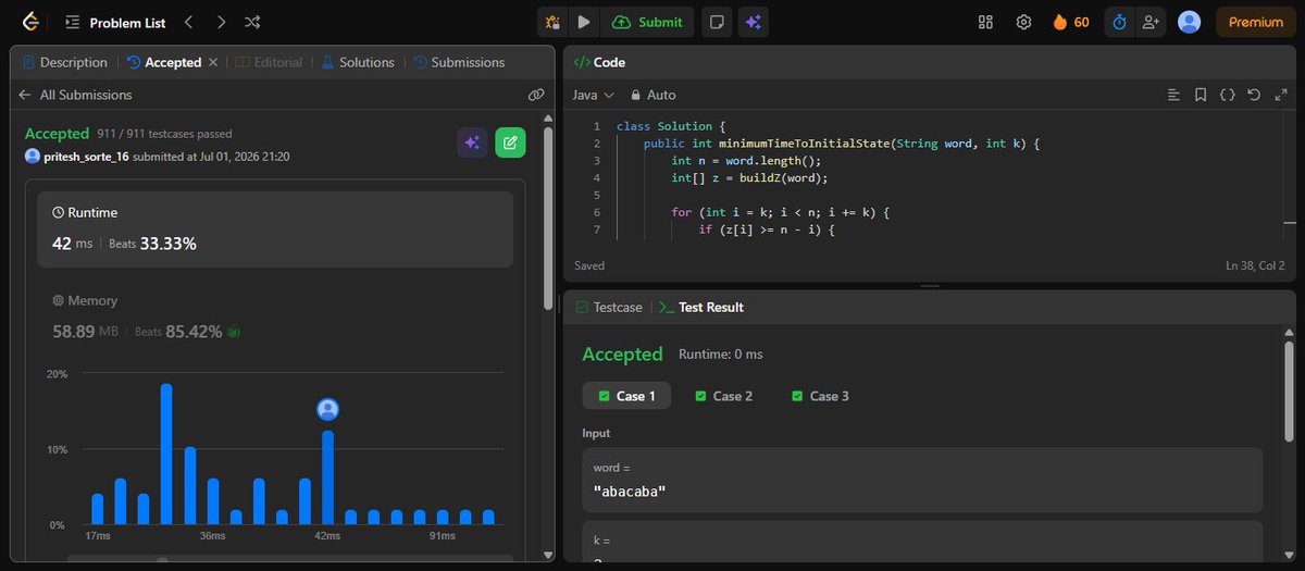 pritesh_sorte_'s tweet photo. 🗓️ Day 31  –  45 Days #SDESheetChallenge
Topic - String II | Solved 3 problems   
98. Z function
99. KMP Algorithm or LPS array
100. Minimum insertions to make string palindrome https://t.co/oA0BekvRjB
