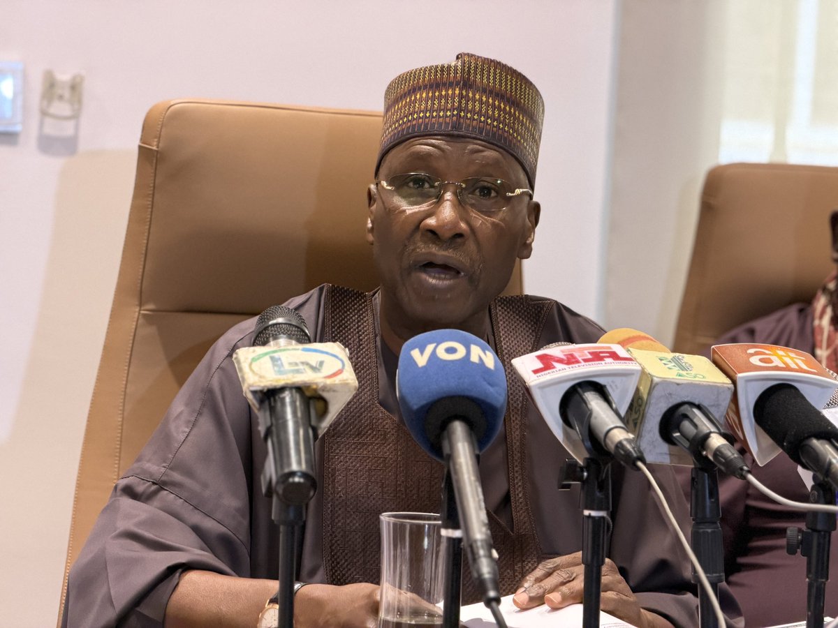 BashirAhmaad's tweet photo. Pictures from today’s press conference announcing the 1st Year Remembrance, Prayers and Supplications in honour of our boss, former President, Muhammadu Buhari. The press conference was chaired by Boss Mustapha, Chairman of the Central Organizing Committee. The remembrance event is scheduled to hold on Monday, July 13, 2026, in Abuja, where family, friends, public officials and admirers will gather for interfaith prayers and reflections on the life, service, and enduring legacy of the late President.