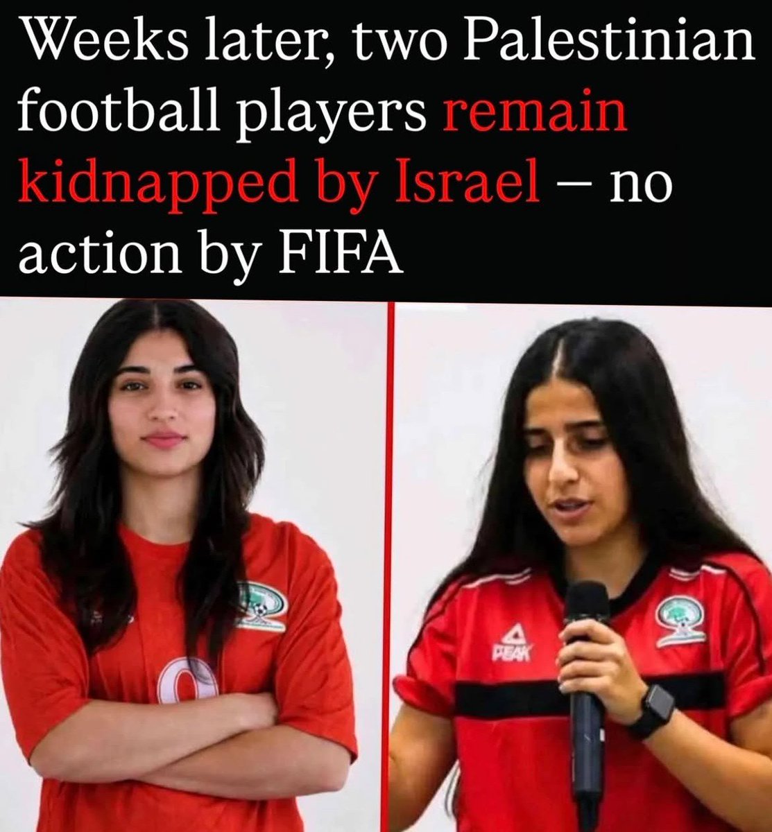 Malcolm_Pal9's tweet photo. Why is no one talking about them? Oh, I forgot. 

They're Palestinians. If they had been Ukrainians, they would have been mentioned during every FIFA World Cup 2026 match. https://t.co/zFfjb0xhU3