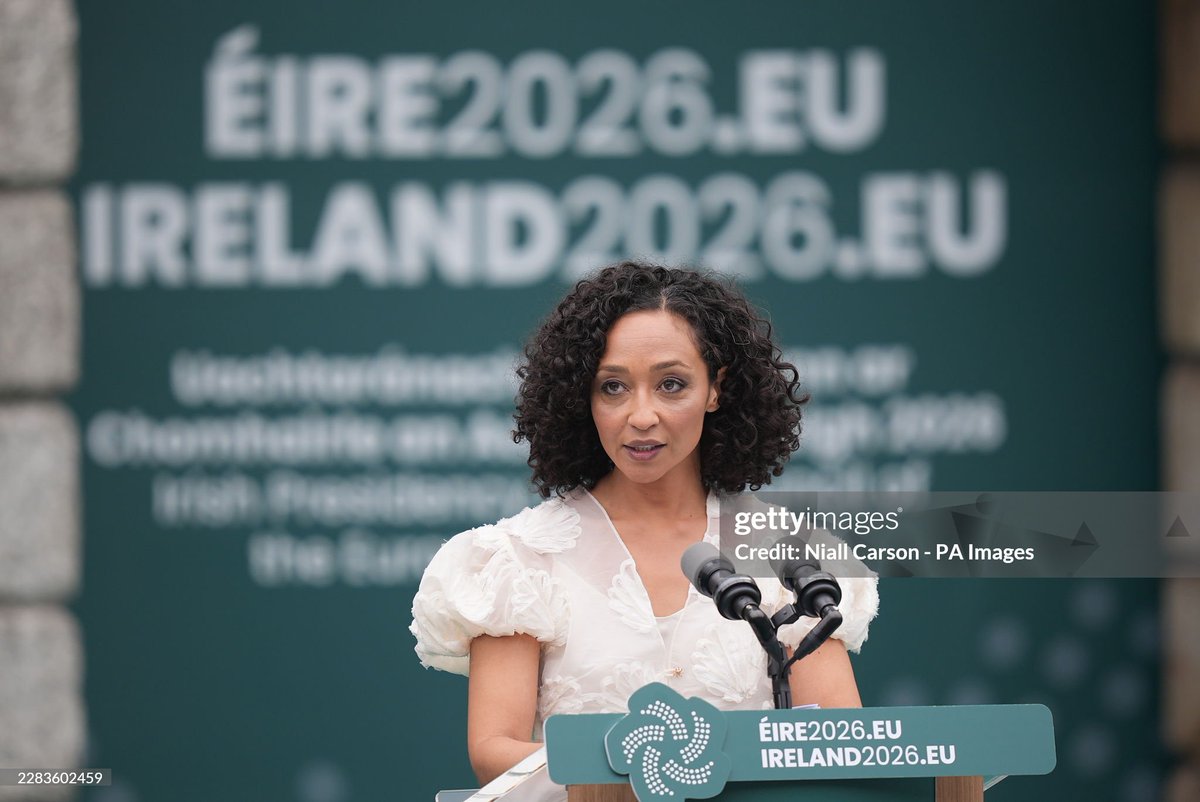 RulesRuth's tweet photo. Ruth Negga reading a poem at Dublin Castle in Dublin, during the opening ceremony of Ireland's EU presidency. Picture date: Wednesday July 1, 2026. 
(Photo by Niall Carson/PA Images via Getty Images) https://t.co/6rL5pXxrI4