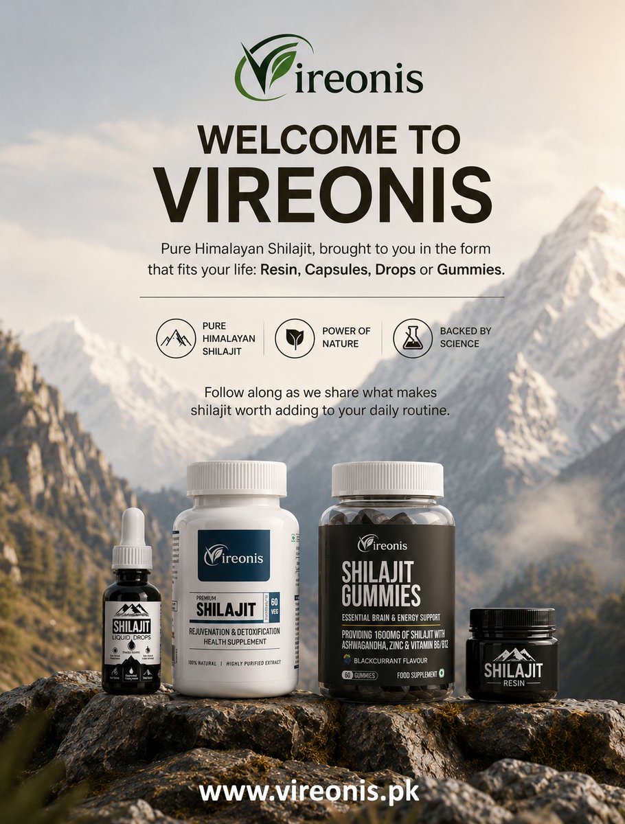 vireonispk's tweet photo. Welcome to Vireonis. Pure Hamalayan Shilajit in Resin, Capsules, Drops and Gummies. Nature's power, backed by science, to support your daily wellness routine. Follow us to learn more.
#VireonisPK #HamalayanShilajit #ShilajitPakistan #PowerOfNature #WellnessPK https://t.co/OITk3GFDE8