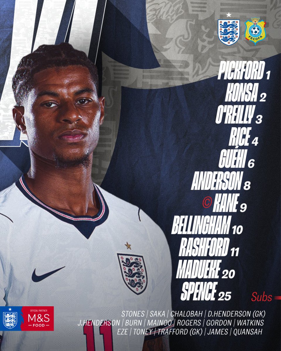 _mufcespxtrafc_'s tweet photo. Rashford es titular mientras que Mainoo es suplente con Inglaterra vs el Congo. #mufc #mulive https://t.co/n8SokdXFJr