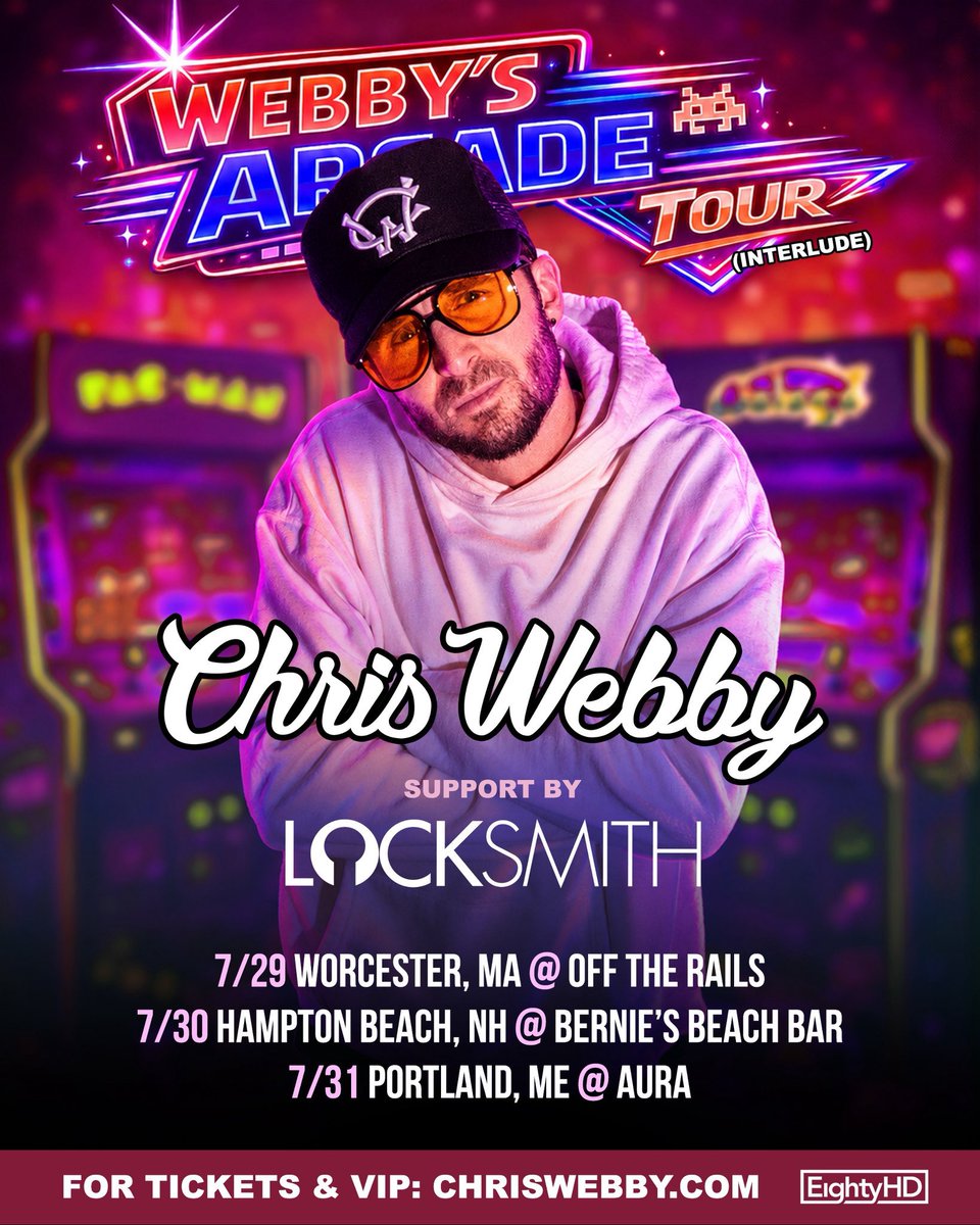 EightyHDMusic's tweet photo. 1UP your summer at @ChrisWebby’s Arcade Tour THIS July! 🔥

🎟️ Rack up those tickets: https://t.co/hUhdHu8Py1 https://t.co/URO79Aaedo