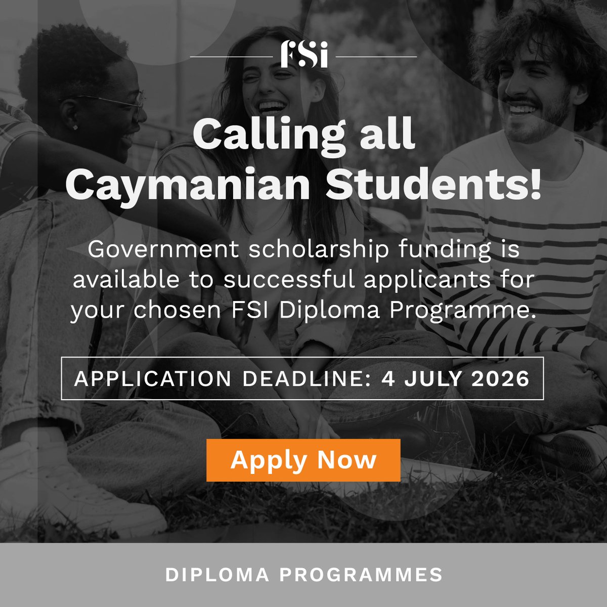 caymanfsi's tweet photo. Calling all Caymanian students!

Government scholarship funding is available to successful applicants for FSI Diploma Programmes in financial services or compliance.

Applications must be submitted by 4 July 2026.

Apply now: https://t.co/1BY04j8rxN https://t.co/Cmk5Xb2OXi