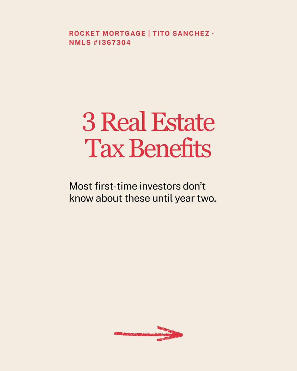 TitoSanchez14's tweet photo. 3 real estate tax benefits most investors miss.

Depreciation. Mortgage interest deduction. 1031 exchange.

Swipe for how each one works. https://t.co/3zFCDYCXyQ