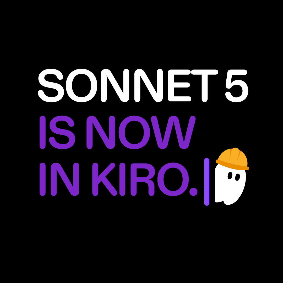 kirodotdev's tweet photo. Sonnet 5 is live in Kiro 👻

Anthropic’s most agentic Sonnet yet, stronger reasoning, tool use, and coding than 4.6, at the same Sonnet-class pricing. Plans before it edits, runs longer without supervision, checks its own output.

Experimental support for Pro, Pro+, Pro Max, and Power. Sign in with AWS IAM Identity Center, Google, GitHub, or AWS Builder ID.

Learn more 👉 https://t.co/rXjrzjwfF3