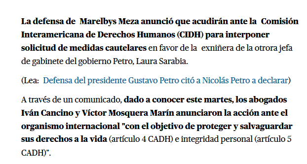 JulieDuque1's tweet photo. Iván Cancino, al frente del empalme del sector justicia, ha acudido al sistema interamericano para buscar protección de sus defendidos, entre ellos Marelbys Meza, exempleada  de Laura Sarabia víctima de "chuzadas".
¿Si llega al gob ADLE, liderará el retiro de Colombia de la OEA? https://t.co/OcTc8zcgyW
