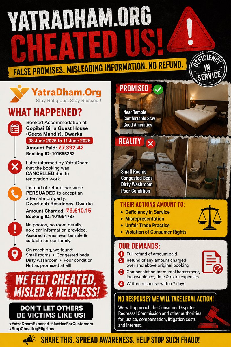 sumah16's tweet photo. @YatraDhamSocial 
They cheated never trust them they say something and do something  never book from them https://t.co/KyS6Volvqv