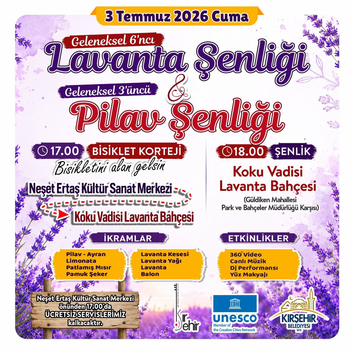 Kirsehirbldb's tweet photo. #KırşehirBelediyesi #LavantaBahçesi #LavantaŞenliği #Lavanta #PilavŞenliği #KokuVadisi https://t.co/Bg7H5xhqHY