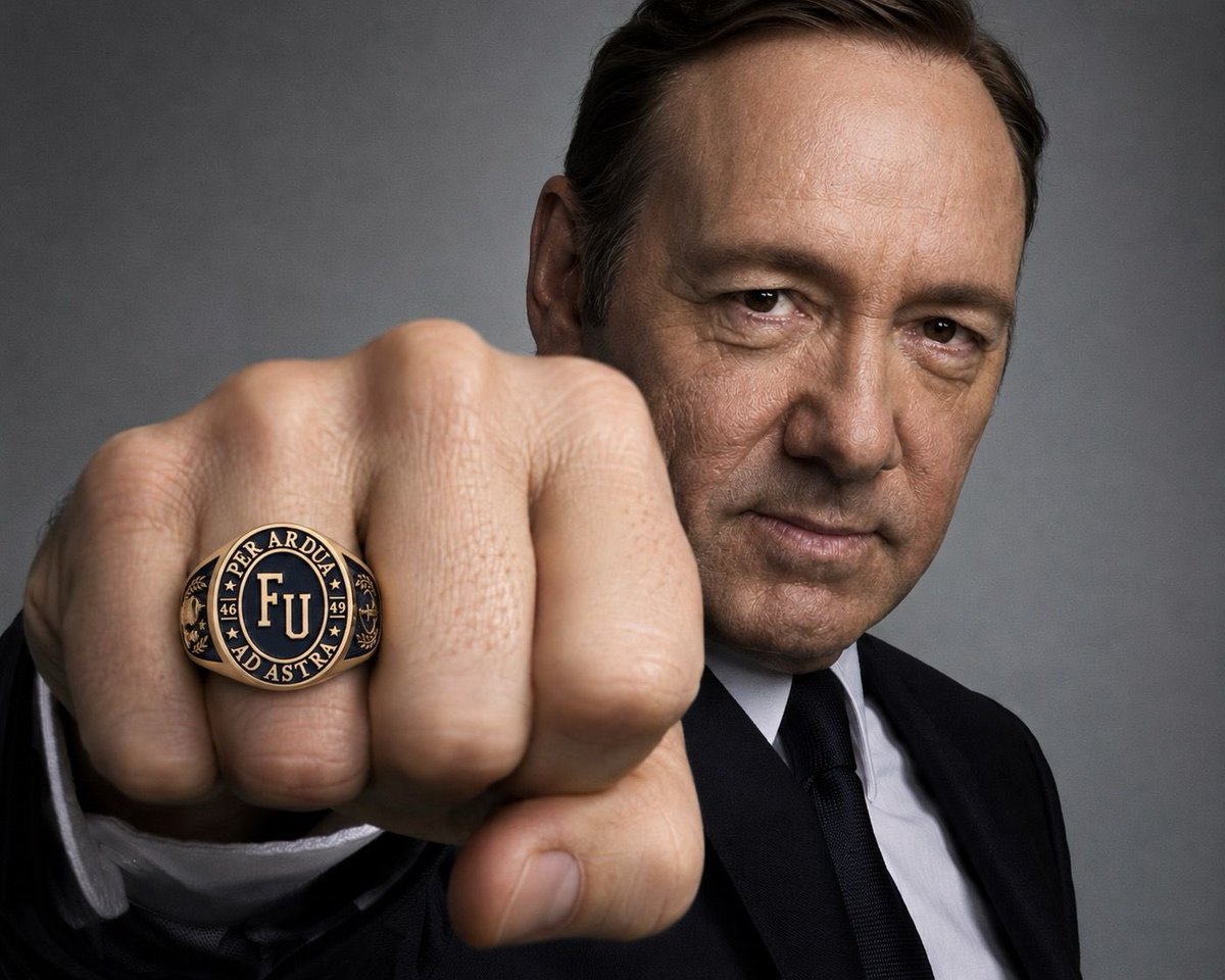 KevinSpacey's tweet photo. To celebrate America's 250th birthday, I created a limited-edition collectible ring engraved with Per Ardua Ad Astra—"Through adversity, to the stars." 

Each collector's box is personally hand-signed by me at https://t.co/n5V9MDIe2i

Very limited quantities available for 3 weeks only. Once it's gone, it's gone. - KS