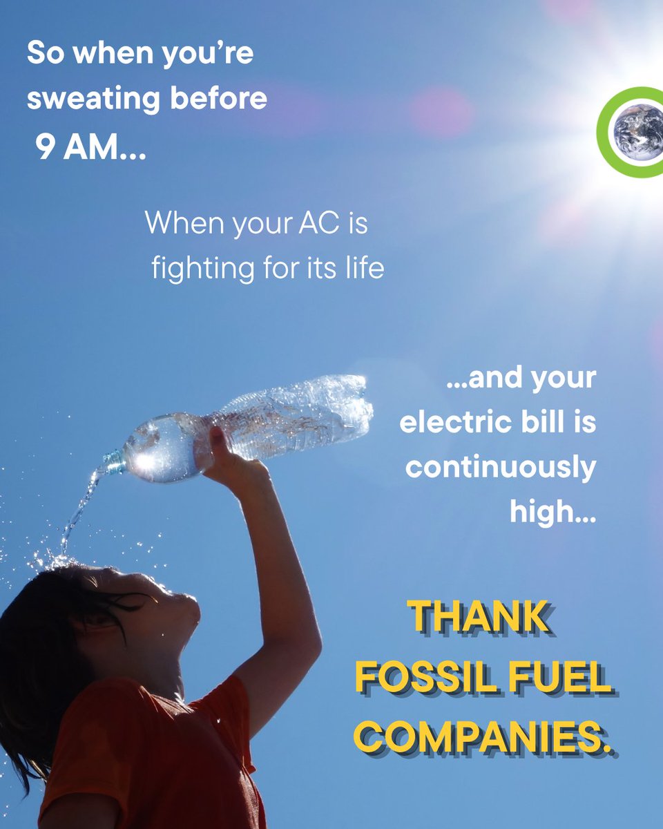 ClimateReality's tweet photo. Americans know it’s unbearably hot outside. They can feel the weather getting more extreme, they can see the warnings, and they can feel it in their homes and electricity bills. But this isn’t just summer hot — it’s climate change hot, made worse by fossil fuels. https://t.co/1Ey1MFl8MF