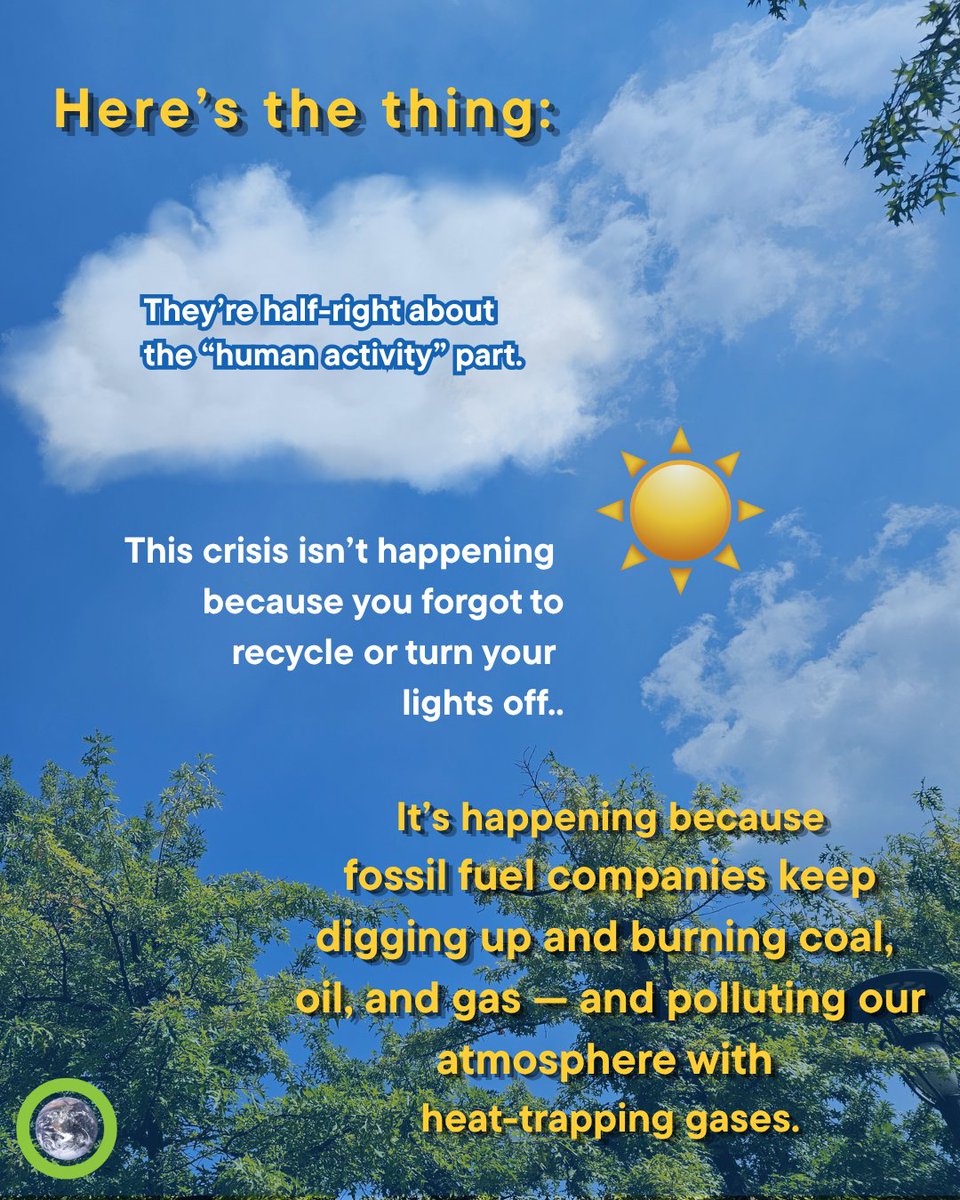 ClimateReality's tweet photo. Americans know it’s unbearably hot outside. They can feel the weather getting more extreme, they can see the warnings, and they can feel it in their homes and electricity bills. But this isn’t just summer hot — it’s climate change hot, made worse by fossil fuels. https://t.co/1Ey1MFl8MF