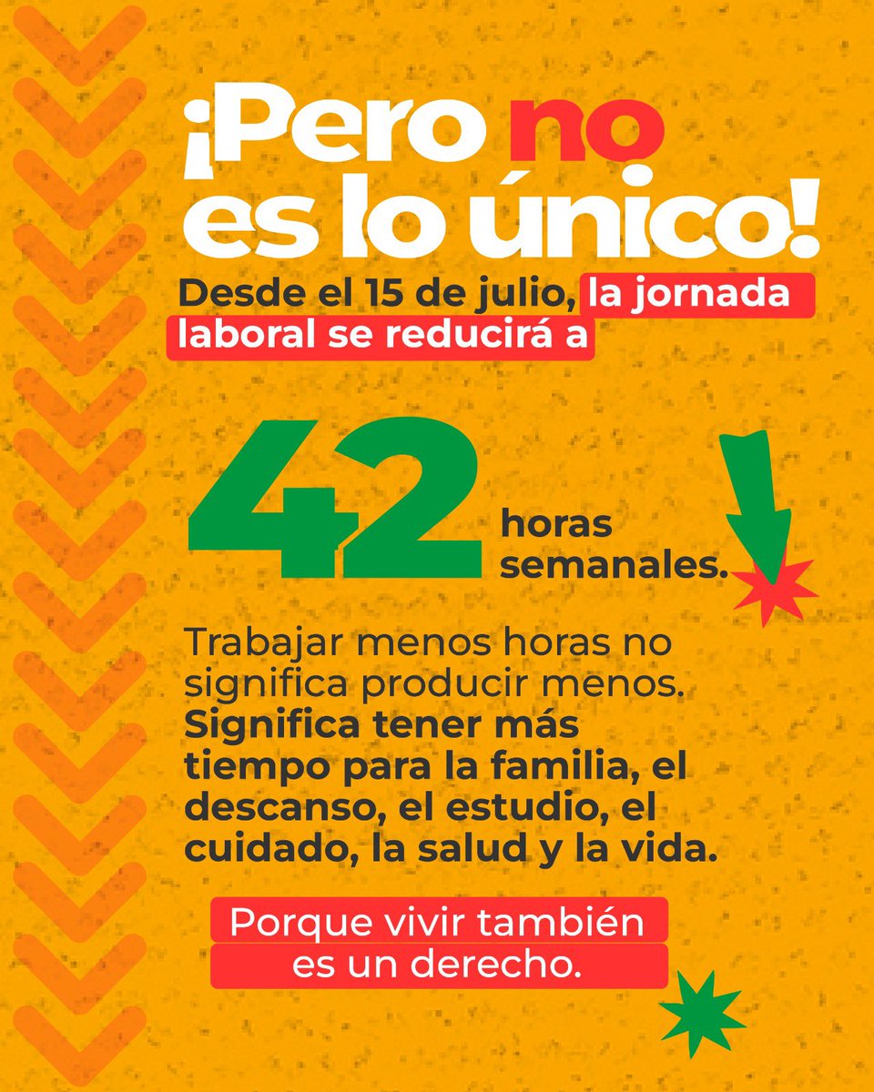MafeCarrascal's tweet photo. Desde hoy, 1 de julio, entra en vigor uno de los cambios más importantes de nuestra Reforma Laboral: el recargo por trabajar domingos y festivos aumenta del 80 % al 90 %. Es decir, quienes laboren esos días recibirán un pago mayor por cada hora trabajada. 

En 2002, durante el gobierno de Álvaro Uribe, la Ley 789 redujo el recargo dominical y festivo del 100 % al 75 %. El argumento fue que abaratar los costos laborales permitiría generar más empleo. 

Esa decisión fue criticada durante años por sindicatos y organizaciones de trabajadores, que sostuvieron que el empleo prometido no aumentó como se esperaba y que, en cambio, millones de trabajadores perdieron ingresos por laborar en sus días de descanso.

Más de dos décadas después, la Ley 2466 de 2025, conocida como la Reforma Labroam, comenzó a revertir esa reducción de manera gradual: en 2025 el recargo subió al 80 %, desde hoy pasa al 90 % y, a partir del 1 de julio de 2027, volverá al 100 %, como existía antes de 2002. 

¿Qué significa ese 90 %? Significa que, por cada hora trabajada un domingo o un festivo, además del valor normal de la hora, el trabajador recibirá un 90 % adicional como recargo. Si una hora ordinaria vale $10.000, esa misma hora en domingo se pagará en total a $19.000: los $10.000 de la hora más $9.000 del recargo.

Este beneficio aplica principalmente para quienes trabajan en sectores como comercio, restaurantes, hoteles, vigilancia, transporte, salud y otros servicios que operan domingos y festivos.

Además, julio trae otro cambio importante: desde el 15 de julio, la jornada máxima laboral se reducirá a 42 horas semanales, culminando la implementación gradual de esa medida. También ya está vigente que la jornada nocturna comienza a las 7:00 p. m., por lo que más trabajadores reciben recargo nocturno. 

El gobierno del presidente @petrogustavo le cumplió a los trabajadores.

Estas medidas representan la recuperación de derechos laborales perdidos hace más de veinte años. 

Seguiremos defendiendo la dignidad de los y las trabajadoras ante las amenazas del gobierno entrante de Abelardo De La Espriella de echar para atrás lo conquistado.