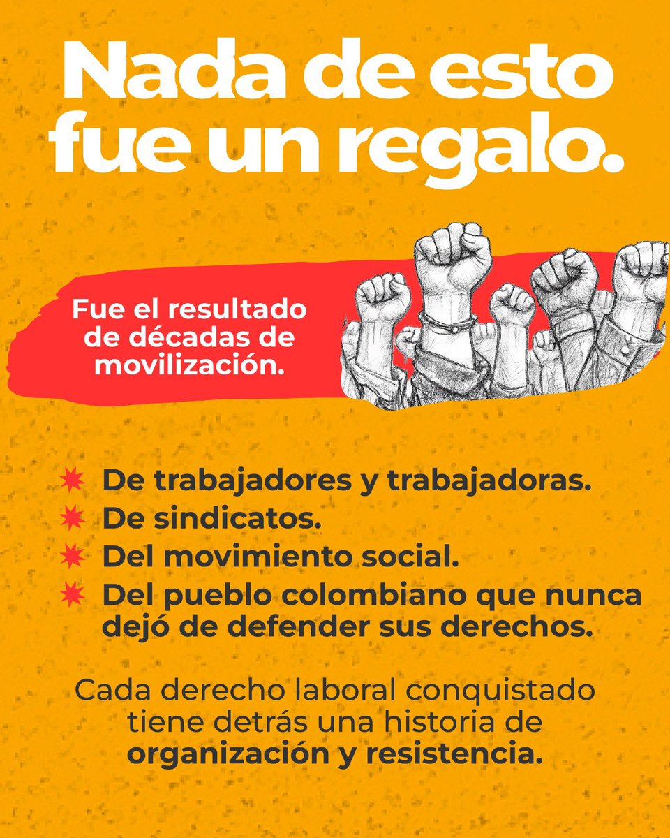 MafeCarrascal's tweet photo. Desde hoy, 1 de julio, entra en vigor uno de los cambios más importantes de nuestra Reforma Laboral: el recargo por trabajar domingos y festivos aumenta del 80 % al 90 %. Es decir, quienes laboren esos días recibirán un pago mayor por cada hora trabajada. 

En 2002, durante el gobierno de Álvaro Uribe, la Ley 789 redujo el recargo dominical y festivo del 100 % al 75 %. El argumento fue que abaratar los costos laborales permitiría generar más empleo. 

Esa decisión fue criticada durante años por sindicatos y organizaciones de trabajadores, que sostuvieron que el empleo prometido no aumentó como se esperaba y que, en cambio, millones de trabajadores perdieron ingresos por laborar en sus días de descanso.

Más de dos décadas después, la Ley 2466 de 2025, conocida como la Reforma Labroam, comenzó a revertir esa reducción de manera gradual: en 2025 el recargo subió al 80 %, desde hoy pasa al 90 % y, a partir del 1 de julio de 2027, volverá al 100 %, como existía antes de 2002. 

¿Qué significa ese 90 %? Significa que, por cada hora trabajada un domingo o un festivo, además del valor normal de la hora, el trabajador recibirá un 90 % adicional como recargo. Si una hora ordinaria vale $10.000, esa misma hora en domingo se pagará en total a $19.000: los $10.000 de la hora más $9.000 del recargo.

Este beneficio aplica principalmente para quienes trabajan en sectores como comercio, restaurantes, hoteles, vigilancia, transporte, salud y otros servicios que operan domingos y festivos.

Además, julio trae otro cambio importante: desde el 15 de julio, la jornada máxima laboral se reducirá a 42 horas semanales, culminando la implementación gradual de esa medida. También ya está vigente que la jornada nocturna comienza a las 7:00 p. m., por lo que más trabajadores reciben recargo nocturno. 

El gobierno del presidente @petrogustavo le cumplió a los trabajadores.

Estas medidas representan la recuperación de derechos laborales perdidos hace más de veinte años. 

Seguiremos defendiendo la dignidad de los y las trabajadoras ante las amenazas del gobierno entrante de Abelardo De La Espriella de echar para atrás lo conquistado.