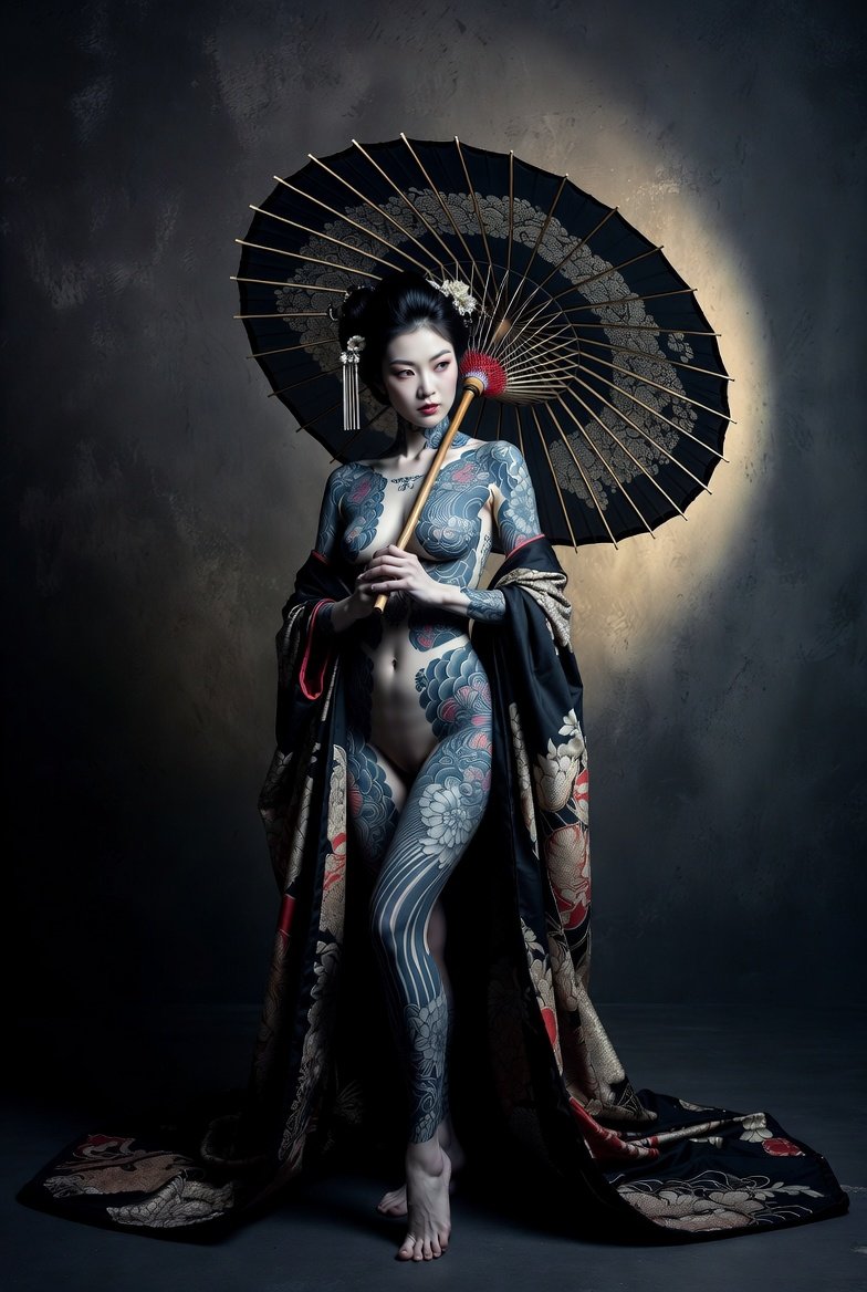 21stmillennium's tweet photo. Dark Elegance Collection
Japanese Geisha Edition☂️🌸
#Irezumi #JapaneseArt #Geisha #BodySuit #BodyArt https://t.co/LDUMCmXH6u