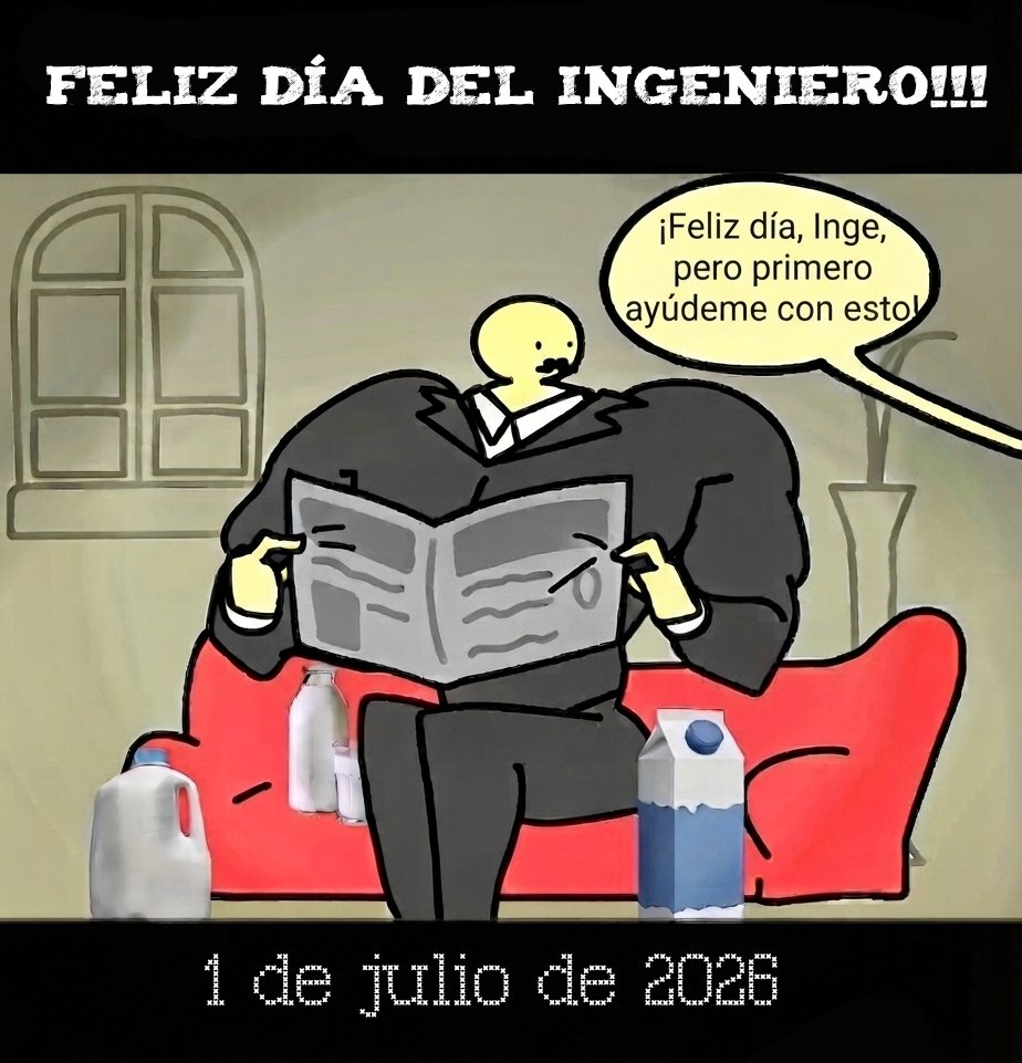 Dekalgandar's tweet photo. Feliz día del ingeniero!!!
1 de julio https://t.co/N5zwZgmpyg