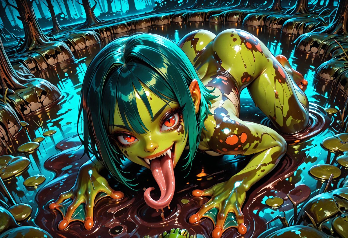 VampM9999's tweet photo. #吸血鬼 #vampire #女吸血鬼
今日の次点たち（お題：沼地）
吸血鬼化に加え、沼の瘴気により、カエルのような姿に変質してしまった、成れ果ての姿…
生理的嫌悪感を感じさせるような方向で、たまには作ってみようかな、と。 https://t.co/PbcHiYJrRk