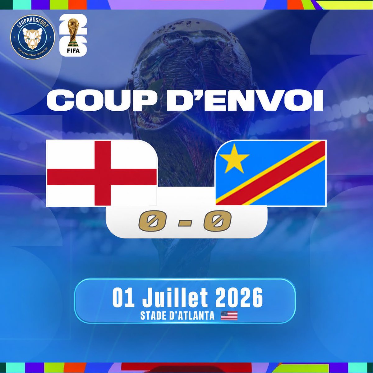 leopardsfoot's tweet photo. 🏴󠁧󠁢󠁥󠁮󠁧󠁿 vs 🇨🇩 : c’est parti pour les 45 premières minutes !

#Congo #ANGRDC #LPFWorldCup https://t.co/YKUfz6rATv