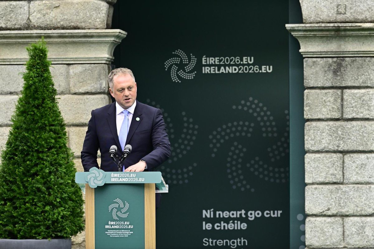 ThomasByrneTD's tweet photo. Let the work begin!

Ireland has officially assumed the Presidency of the Council of the European Union!

Team Ireland is ready to deliver for Europe, and our people!

#Ireland2026EU 🇮🇪🇪🇺 https://t.co/ivzlwSPVsV