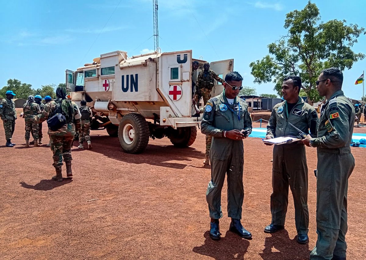airforcelk's tweet photo. 🚁 SLAF Aviation Unit (MINUSCA) executed a high-risk CASEVAC in Am Dafok after a hostile attack on Zambian Battalion patrols. Despite severe weather &amp; a volatile LZ, the crew safely evacuated 14 casualties across Birao &amp; Bria. 🇱🇰🕊️
More details: https://t.co/6slGeHzvZs https://t.co/OoIBArBsai