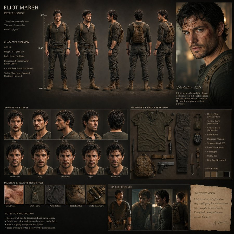 Cinematic Film Character Design Board