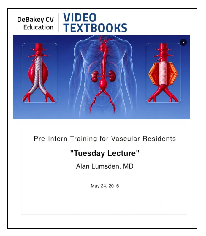 DeBakeyCVedu's tweet photo. 🎉 Welcome, new vascular surgery interns!
Kick off your intern year, learn from Dr. Alan B. Lumsden.
Start with the DeBakey CV Edu Video Textbook and build the foundation every vascular surgeon needs.
📺 https://t.co/2c6xZF3uSq
#VascularSurgery #InternYear #DeBakeyCVEducation https://t.co/5W9mTwQwiM