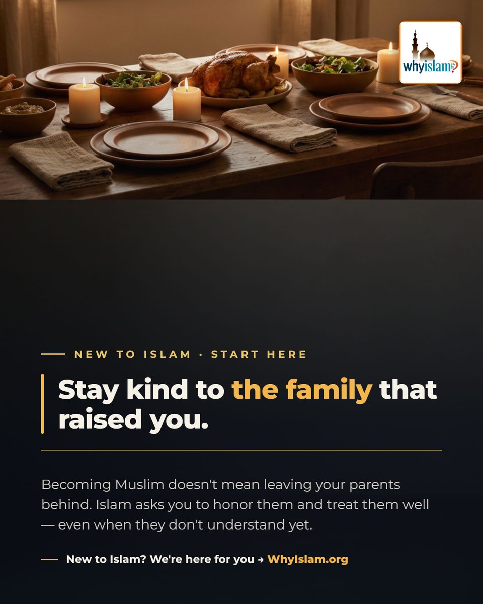 whyislam's tweet photo. Stay kind to the family that raised you.

New to Islam? We're here for you → https://t.co/m86FlQuX2v
#NewMuslim https://t.co/WVSiOAmAg7