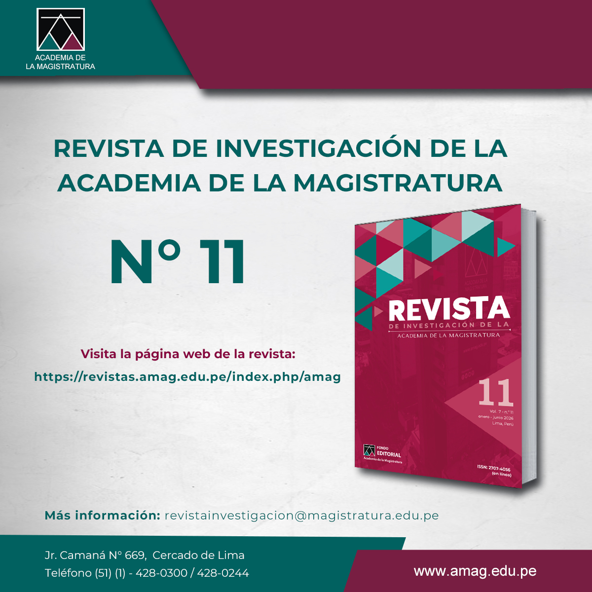 AmagPeru's tweet photo. 📚 Disponible la Revista de Investigación de la AMAG N.° 11.

Consulta artículos e investigaciones especializadas.

🔗 Léela en la web de la revista: https://t.co/U4ZzTJXpau https://t.co/suXrKrdQY6