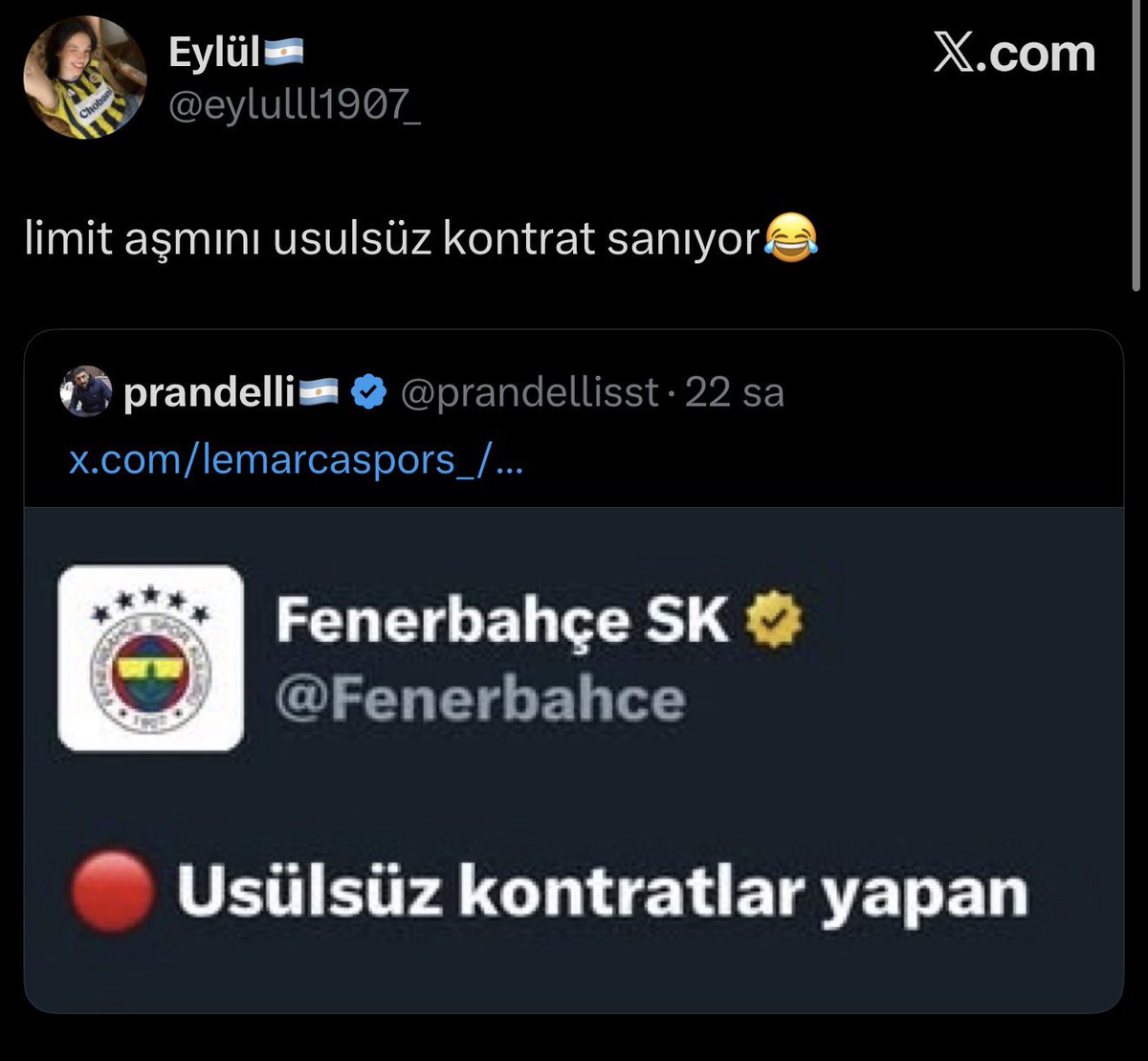 yes_context_gs_'s tweet photo. Limit aşımının usulsüz olmadığını sanıyor 😂 https://t.co/J4Ys608ORs