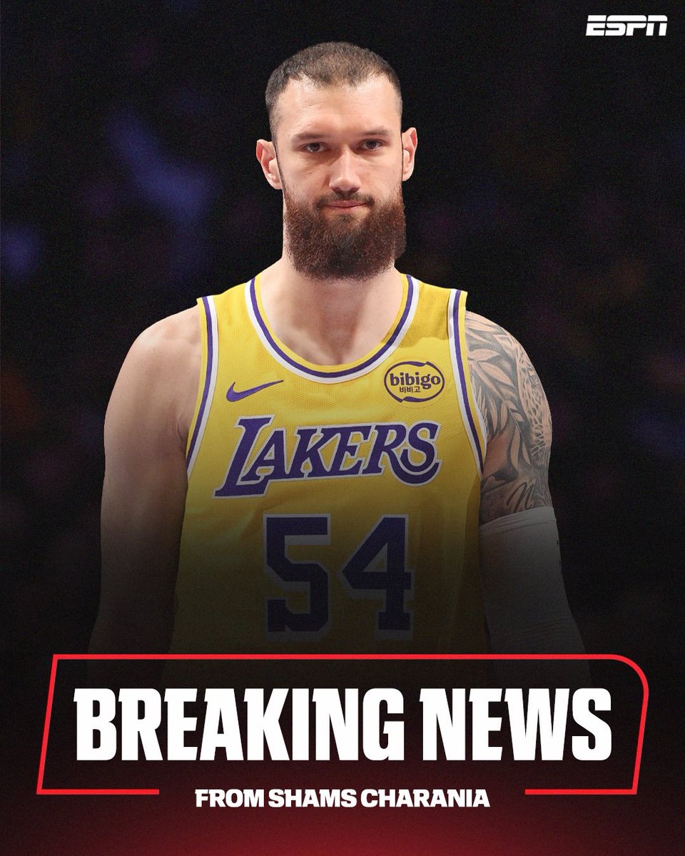 ShamsCharania's tweet photo. Just in: Free agent F/C Sandro Mamukelashvili has agreed to a four-year, $52 million deal to sign with Los Angeles Lakers, with a player option for the fourth season, sources tell ESPN. Big fully guaranteed deal for George Roussakis and Mark Bartelstein of @PrioritySports. https://t.co/dN7L6K7SQm