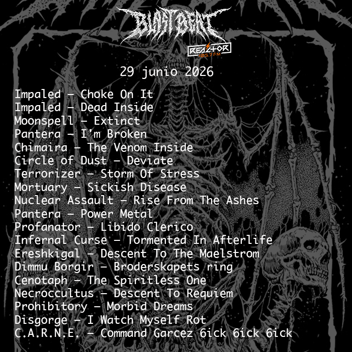 BBeat105's tweet photo. @BBeat105 #355
#Impaled, @moonspell, @Pantera, @chimairaband, #CircleOfDust, #Terrorizer, #Mortuary, #NuclearAssault, #Profanator, #InfernalCurse
@CandelabrumFest, #FVCKOFFROOM, #MasacreEnMixquihuala, #CancerFest, #TotalDeathOverMéxico, #Ossum
#StayBlast
#BlastBeat105 https://t.co/emuM8kxmND