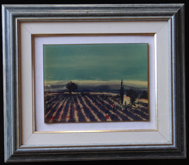 elementsdeco's tweet photo. Stunning 1990s pâte de verre from Provence ✨ Lavender fields of Gordes captured in luminous hand-layered glass by a local artisan. Vintage framed beauty!
→ https://t.co/vLxKC2x0Oi
#PateDeVerre #Provence #Lavender #FrenchVintage #ArtGlass https://t.co/JoGwb912xb