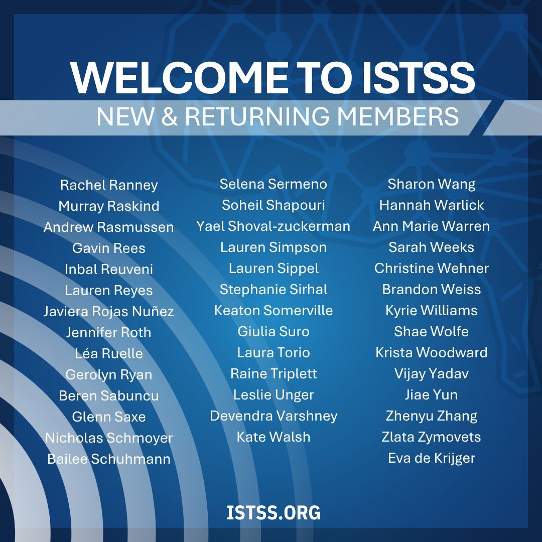 ISTSSnews's tweet photo. Welcome to our new and returning ISTSS members! We’re grateful to have you as part of our global community advancing traumatic stress research, practice, education, and advocacy.

Learn more: https://t.co/NBWNwrdOuF https://t.co/iPkPo9z0tG
