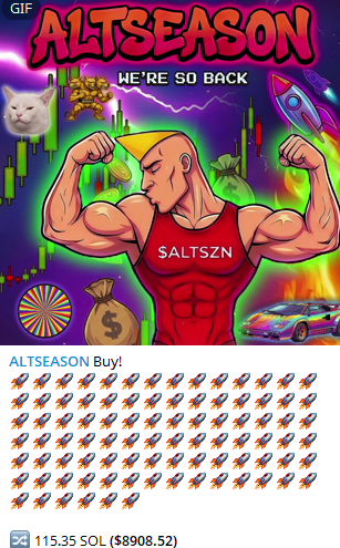 ALTSZN_Solana's tweet photo. The Chads are loading

IT'S ALTSEASON!!! 🚀

$ALTSZN https://t.co/OTd0m4P7fv