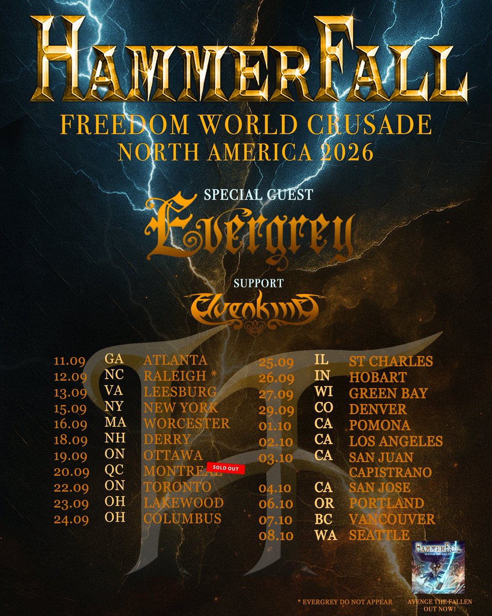 HammerFall's tweet photo. Templars of North America! Time is flying by, and we can't wait to kick this off! 🔥
Don't miss out, grab your tickets and secure your VIP upgrades. See you soon!
 🎫 https://t.co/ZboZZu5JCP

#hammerfall #tour #northamerica https://t.co/BfAfi5sFXR