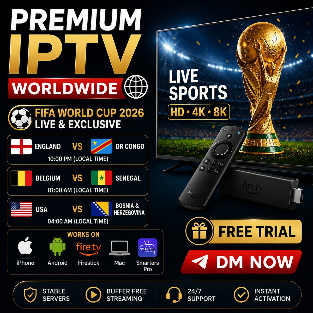 lopar98's tweet photo. Anyone Need IPTV..? UK 🇬🇧 USA 🇺🇸 &amp; Worldwide 🌎 
🇬🇧🇬🇧🇬🇧
Dm Now 💬 : for quick IPTV setup 📥 

England vs Dr congo 

All Devices Supported 📱💻 📺 🖥️🇬🇧🇬🇧🇬🇧🇬🇧

Firestick 🇬🇧 iPhone &amp; iOS ,  Smart TV
Android TV , Android Mobile🇬🇧🇬🇧🇬🇧
#lufc #itfc #swfc #ukiptvhttps: https://t.co/vX4WDp52jN