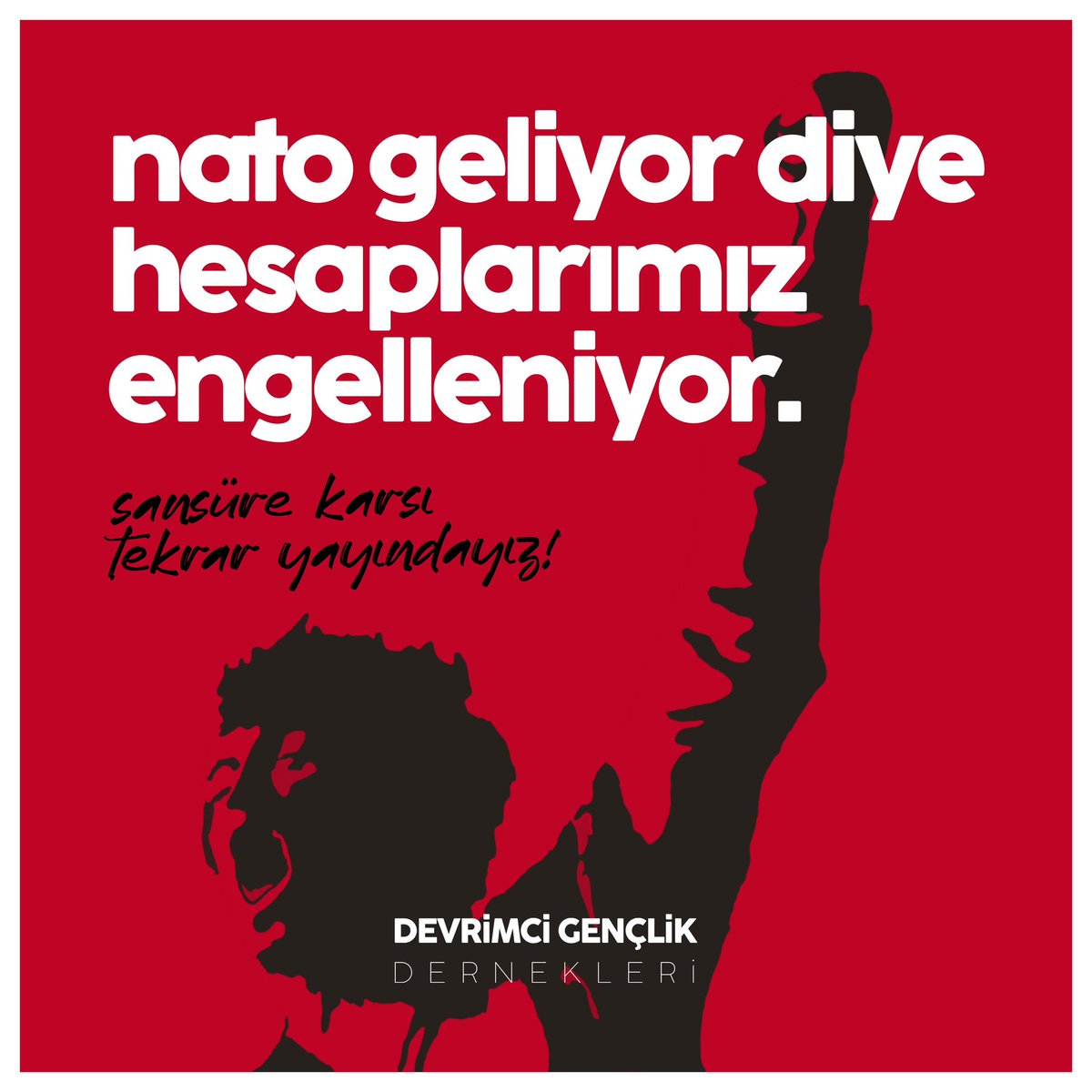 eskisehirdgd68's tweet photo. Efendilerinize şirin görünmek için yoksul bıraktığınız mahallelerin önlerine duvar ördünüz; halkın şerefli çocuklarını gözaltına aldınız, tutukladınız. Şimdiyse halkın gerçekleri bilmesini engellemek için hesaplarımızı kapatıyorsunuz.

Utanmakta çok haklısınız! Ancak kabahatiniz o kadar büyük ki, saklamaya duvarlar da, yasaklar da yetmez!

Baskılarınız Devrimci Gençlik'e sökmez! NATO zirvesi öncesi hükümet kararıyla kapatılan hesabımızın ardından yeniden yayındayız.