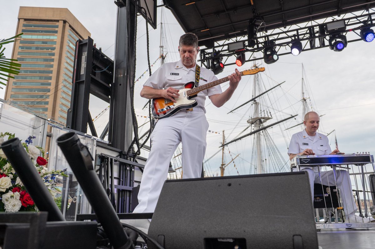 usnavyband's tweet photo. The U.S. Navy Band’s Country Current performed during the Sail 250 celebration in Baltimore, Maryland. Sail 250 honors the service and sacrifice of the men and women who have defended our nation’s freedom at sea and in the air, past and present. #50for250 #navy250 #navymusic https://t.co/9I88pX0AVd