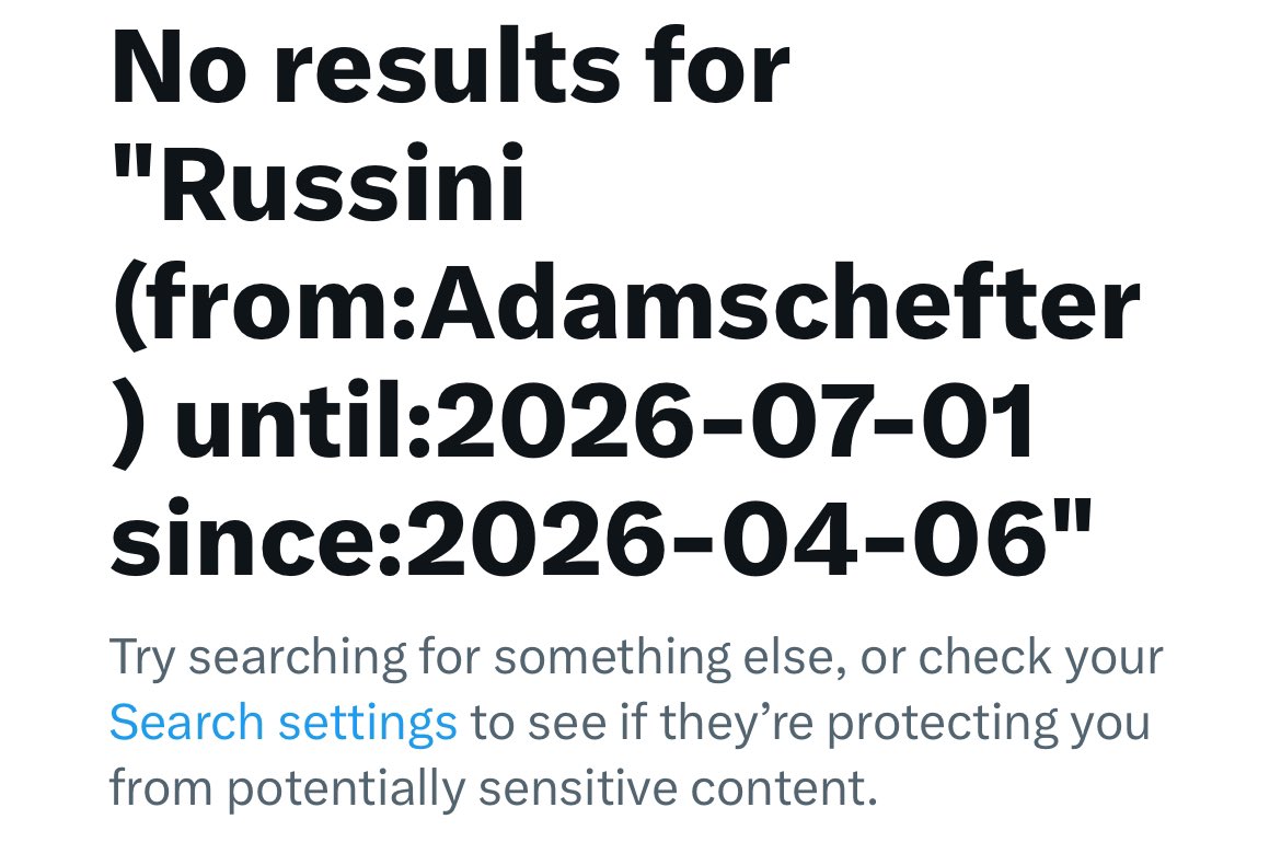 Tonysmarkettips's tweet photo. Proof Adam Schefter hasn’t tweeted “Russini” since Sedona.

It’s literally his job to report on NFL stories and this one involves tampering allegations (Brown, Moses), collusion concerns (Jones) and sports betting. 

Adam is quiet, and I believe that’s partly because of the sports betting app he owns (Boom) with Vrabel’s boss, Robert Kraft.