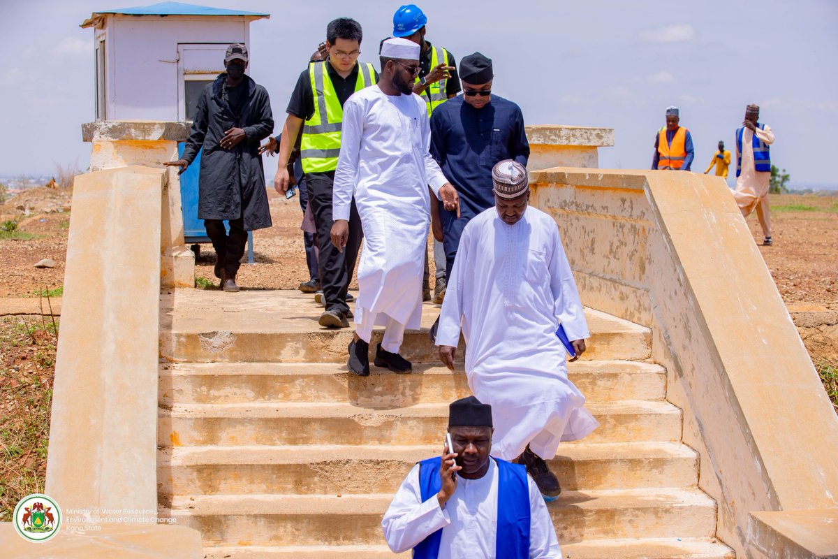 DahirMHashim's tweet photo. Today, I conducted an inspection of the ongoing water supply restoration works, where we witnessed the successful pumping of treated water from the Challawa Water Treatment Plant to the Goron Dutse Reservoir while also assessing sections of the transmission pipeline network.

This marks another important milestone in our efforts to restore water supply across Kano State. Once fully rehabilitated, the Goron Dutse Reservoir will have the capacity to store up to 40 million litres of treated water, while the Challawa Water Treatment Plant, responsible for supplying about 51% of Greater Kano's water demand, continues to undergo comprehensive rehabilitation to restore its full operational capacity.

As we work tirelessly to revive our water infrastructure, protecting these public assets is a shared responsibility. We must collectively safeguard our pipelines, reservoirs, and other critical facilities from vandalism and misuse to ensure that these investments continue to serve the people for many years to come.

Under the leadership of His Excellency, Governor Alhaji Abba Kabir Yusuf, we remain committed to delivering safe, reliable, and sustainable water supply to the people of Kano State.

Dr. Dahir M. Hashim
Honourable Commissioner,
Ministry of Water Resources, Environment & Climate Change, Kano State.