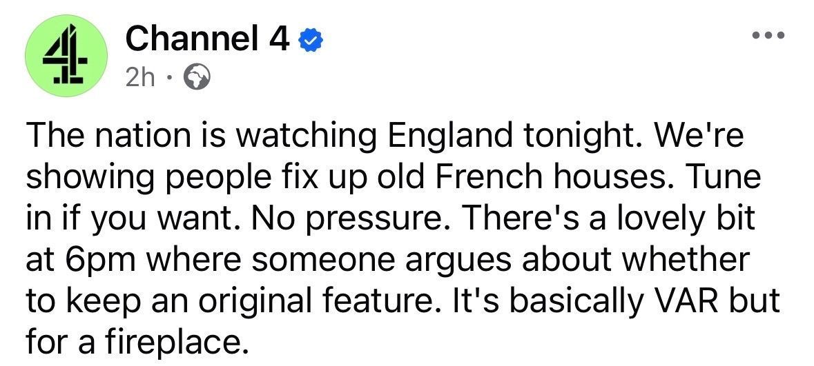 Dan_Martin's tweet photo. Nice work Channel 4 😂 👏 

#worldcup #fifaworldcup #ENGDRC #ENGvDRC https://t.co/zm6yeBsABg