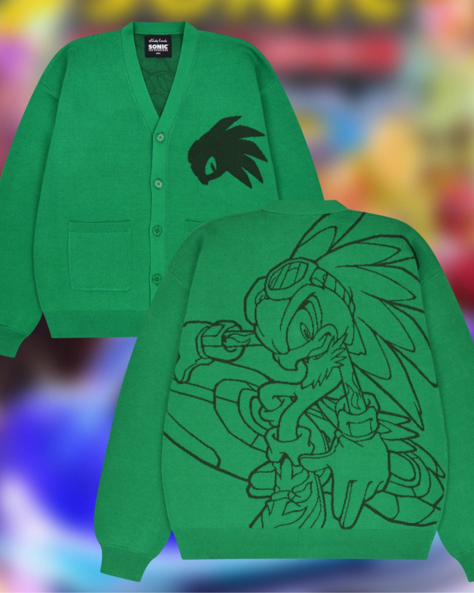 HandsSteady's tweet photo. Sonic Speed Collection - Big Cardigan, Jet the Hawk Cardigan, &amp; Vectot Cardigan

Available this Friday 7/3 at 5pm EST!

Text SONIC to 49469 for early access!

Available Globally (excluding Asia)
©SEGA https://t.co/6J6TAl8w5E