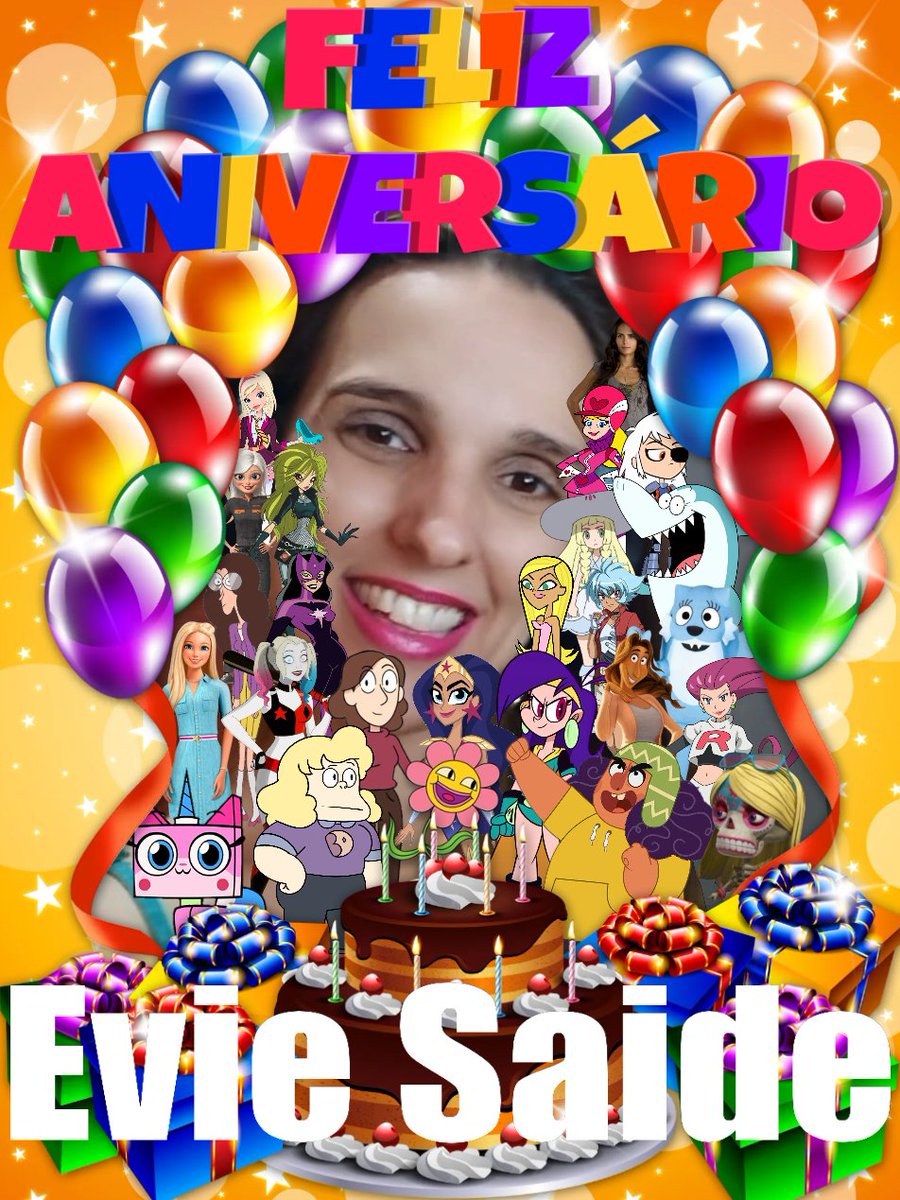 Camelo2017's tweet photo. Feliz Aniversário @EvieSaide Deus abençoe e que todos os seus sonhos se tornam realidade. Parabéns.
#Barbie #Unikitty #HarleyQuinn #Hilda #StevenUniverse #ElIncreibleMundoDeGumball #DCSuperHeroGirls #MagiEspadas #JusticiaJoven #Clarence #LaFamiliaMitchellVsLasMaquinas #Pokemon https://t.co/mZo26neb6o