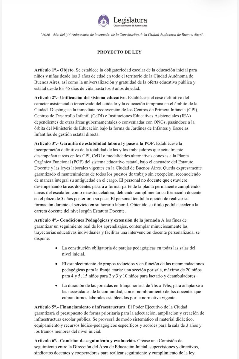 vaninabiasi's tweet photo. En conjunto con @amandamartinok presentamos un proyecto de ley para defender la Educación Inicial y garantizar un derecho desde la primera infancia. 

Exigimos escolaridad obligatoria desde los 3 años y acceso universal, estatal y gratuito desde los 45 días de vida. Basta de tercerización y de ONGs haciendo negocio con el cuidado: los CPI deben pasar al Ministerio de Educación, con estabilidad para todas sus trabajadoras bajo el Estatuto Docente. 

Frente al ajuste de Jorge Macri, más presupuesto, más jardines y una verdadera defensa de la escuela pública.