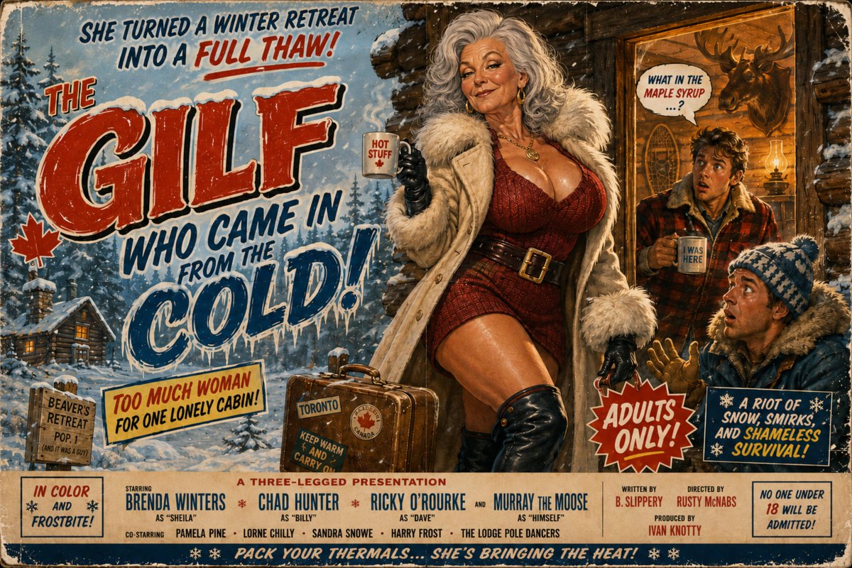 foxworthwrites's tweet photo. Happy Canada Day, Canada! 🇨🇦🍁
Here’s to maple syrup, snowbound cabins, and mature women bringing the heat. 🥞🔥❄️
#CanadaDay #GILF #GILFErotica #SaucyHumour #VintageSleaze #LydiaFoxworth https://t.co/6gytQapRVD