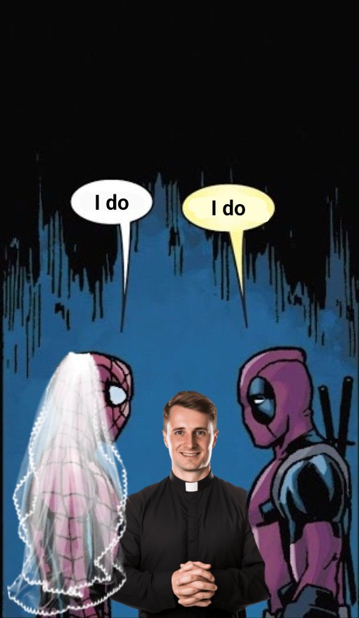 frogs_something's tweet photo. #spideypool wedding ❤️ https://t.co/J0gEHsZjJQ
