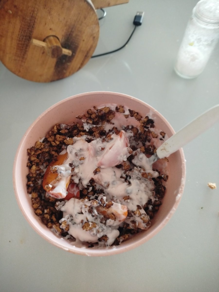darioxql's tweet photo. Café da manhã de hoje!
Iogurte proteico de morango, pts doce,caqui e usei um pouco do recheio do bolo olho de sogra que eu fiz no iogurte!!!
@tearssofangel fiquei com preguiça de fazer o pão de ló ☹️mas hoje eu faço!! https://t.co/idpu6WEOcF